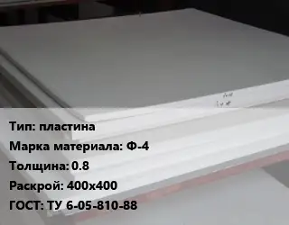 Фторопласт плита пластина Ф-4 s=0.8 400х400 ТУ 6-05-810-88